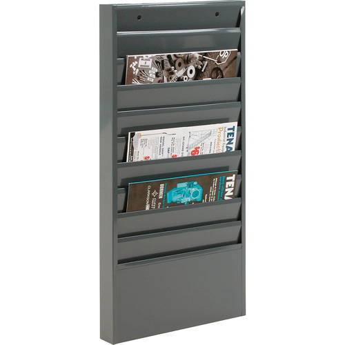 Literature Storage Racks, Stationary, 10 Slots, Steel, 13-1/8" W x 2" D x 26-1/4" H Helyx Safety & Industrial Supplies