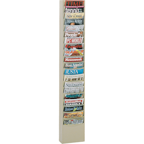 Literature Rack, Wall Mount, 20 Slots, Steel, 9-3/4" W x 4-1/8" D x 58" H Helyx Safety & Industrial Supplies