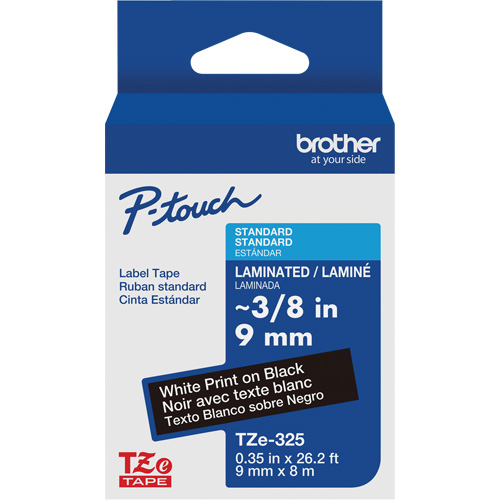 Syst&egrave;mes d'&eacute;tiquetage P-Touch, 9 mm x 314,96" ou 8 m, Blanc sur noir Helyx Safety & Industrial Supplies