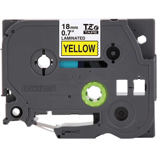 Cartouche de ruban pour syst&egrave;me d'&eacute;tiquetage P-touch, 18 mm x 8 m, Noir sur jaune Helyx Safety & Industrial Supplies