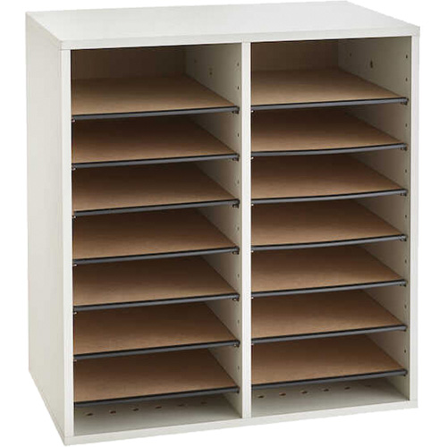Casier &agrave; compartiments r&eacute;glable pour documentation, Stationnaire, 16 fentes, Bois, 19-1/2" la x 11-3/4" p x 21" h Helyx Safety & Industrial Supplies