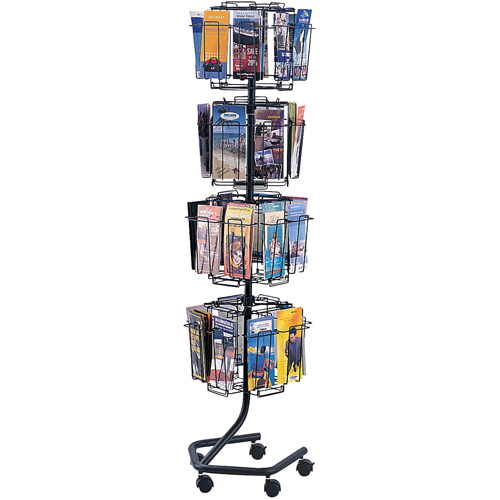 Literature Display Racks - Rotary Floor Displays, Rotating, 32 Slots, Wire Mesh, 15" W x 15" D x 60" H Helyx Safety & Industrial Supplies