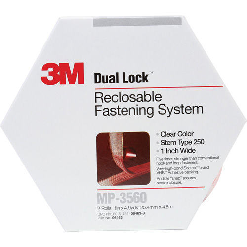 Attache refermable Dual Lock, Auto-appariement, 5 vg x 1", Adh&eacute;sif, Transparent Helyx Safety & Industrial Supplies