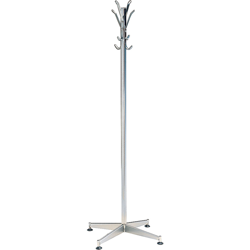 Coat Tree, 60" H, Steel, Chrome, 8 Hook(s) Helyx Safety & Industrial Supplies