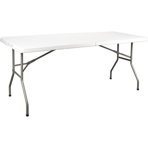 Table se pliant en deux, Rectangulaire, 72" l x 30" la, Poly&eacute;thyl&egrave;ne, Blanc Helyx Safety & Industrial Supplies
