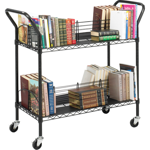 Double-Sided Wire Book Cart, 200 lbs. Capacity, Black, 18-3/4" D x 44" L x 39" H, Steel Helyx Safety & Industrial Supplies