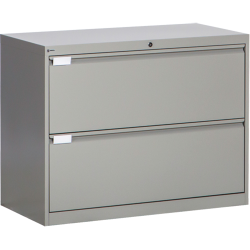 Lateral Filing Cabinet, Steel, 2 Drawers, 36" W x 18" D x 27-7/8" H, Grey Helyx Safety & Industrial Supplies