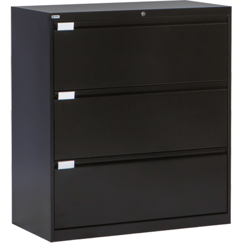 Classeur lat&eacute;ral, Acier, 3 tiroirs, 36" la x 18" p x 40-1/16" h, Noir Helyx Safety & Industrial Supplies