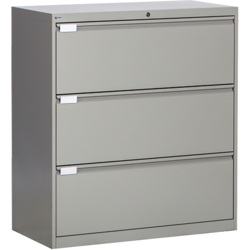 Classeur lat&eacute;ral, Acier, 3 tiroirs, 36" la x 18" p x 40-1/16" h, Gris Helyx Safety & Industrial Supplies