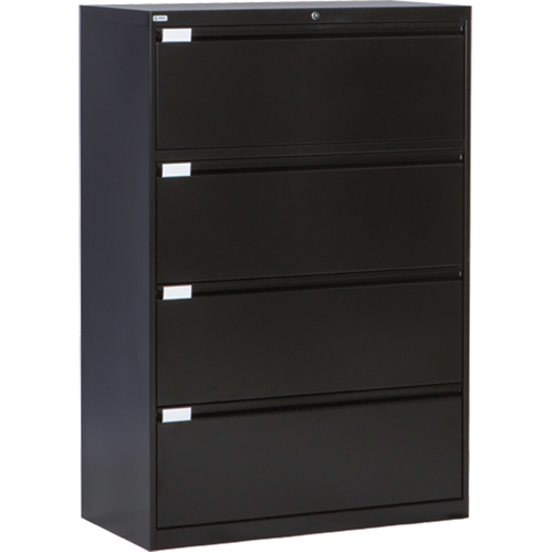 Lateral Filing Cabinet, Steel, 4 Drawers, 36" W x 18" D x 53-3/8" H, Black Helyx Safety & Industrial Supplies