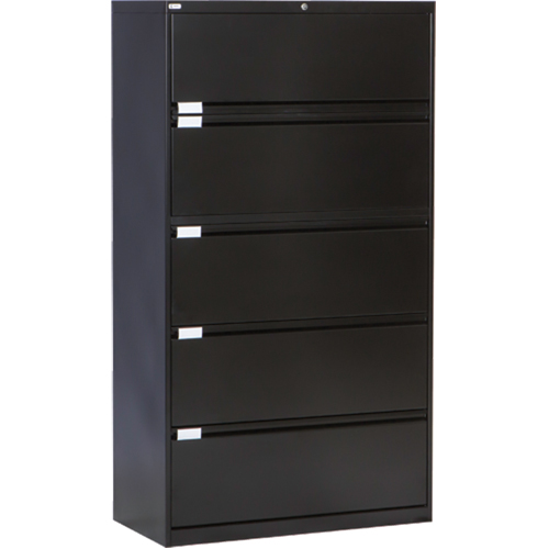 Classeur lat&eacute;ral, Acier, 5 tiroirs, 36" la x 18" p x 65-1/2" h, Noir Helyx Safety & Industrial Supplies