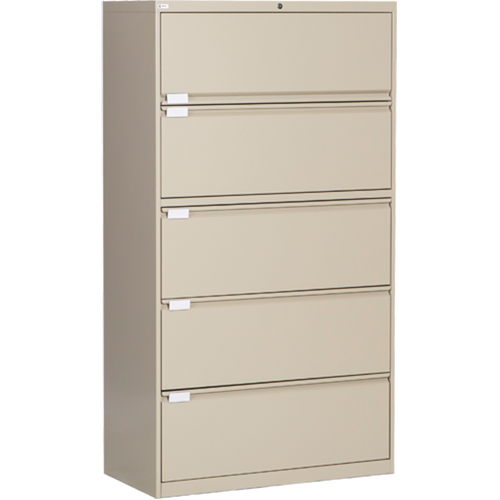 Lateral Filing Cabinet, Steel, 5 Drawers, 36" W x 18" D x 65-1/2" H, Beige Helyx Safety & Industrial Supplies