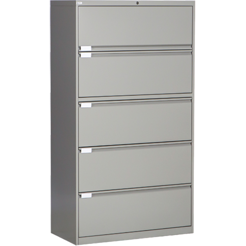 Classeur lat&eacute;ral, Acier, 5 tiroirs, 36" la x 18" p x 65-1/2" h, Gris Helyx Safety & Industrial Supplies