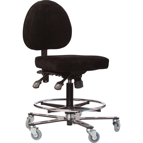 TF180 Welding Grade Ergonomic Stools, Suede, Black, 300 lbs. Capacity Helyx Safety & Industrial Supplies