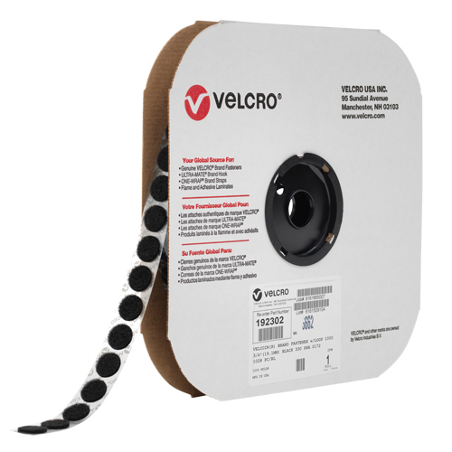 Attache Velcoin, Crochet, 3/4" dia., Adh&eacute;sif, Noir Helyx Safety & Industrial Supplies