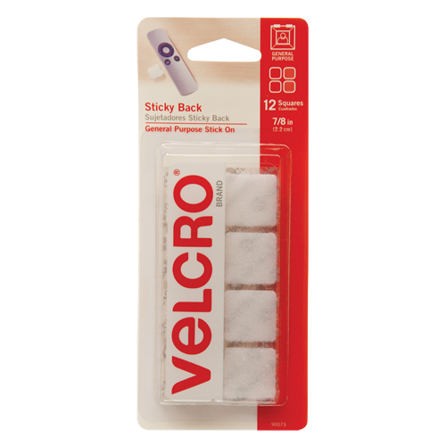 Fastener Squares, Hook & Loop, 7/8" Dia., Adhesive, White Helyx Safety & Industrial Supplies