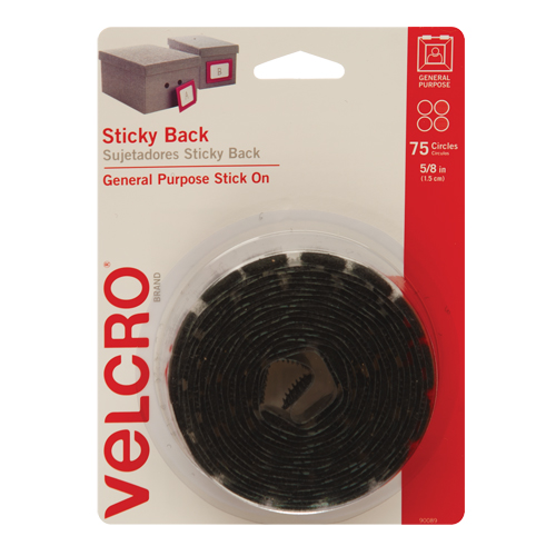 Attaches en jeton, Boucle et crochet, 5/8" dia., Adh&eacute;sif, Noir Helyx Safety & Industrial Supplies