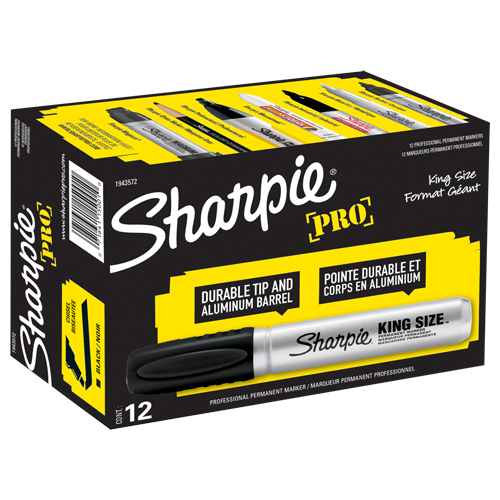 Marqueur permanent King Size, Noir, Pointe Ciseau Helyx Safety & Industrial Supplies