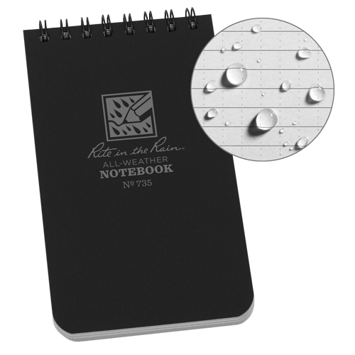 Carnet de notes de poche &agrave; spirale, Couverture souple, Noir, 100 Pages, 3" , 5"  Helyx Safety & Industrial Supplies