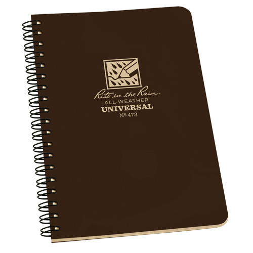 Carnet de notes de poche &agrave; spirale lat&eacute;rale, Couverture souple, Brun, 64 Pages, 4-5/8" , 7"  Helyx Safety & Industrial Supplies