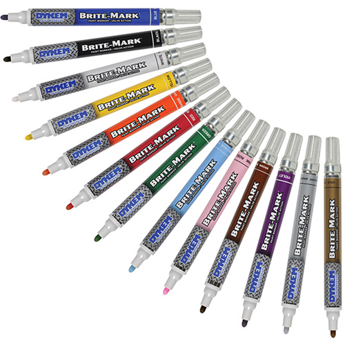 Brite-Mark&reg; Medium Paint Marker, Liquid, White Helyx Safety & Industrial Supplies