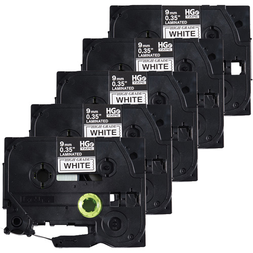 Ruban lamin&eacute;, 9 mm x 8 m, Noir sur blanc Helyx Safety & Industrial Supplies