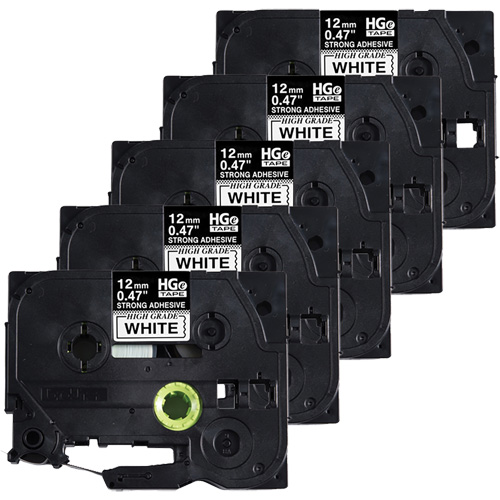 Laminated Tape, 12 mm x 8 m, Black on White Helyx Safety & Industrial Supplies