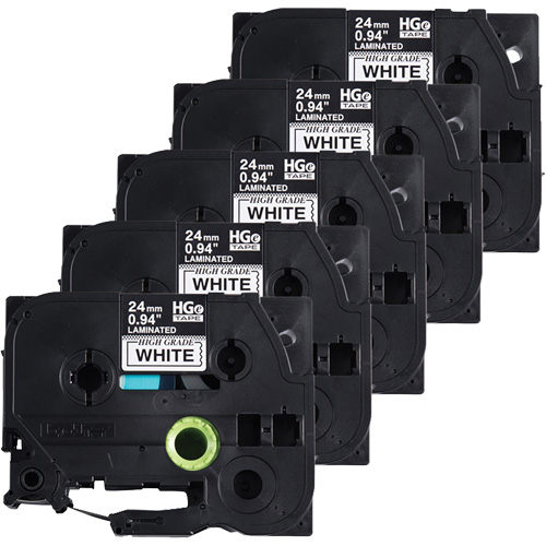 Laminated Tape, 24 mm x 8 m, Black on White Helyx Safety & Industrial Supplies
