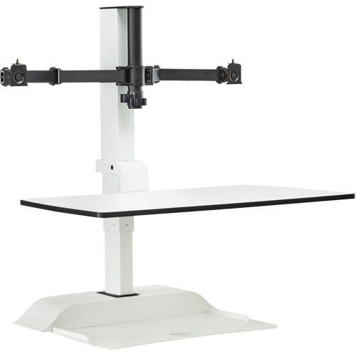 Soar Sit/Stand Electric Desk with Dual Monitor Arm, Desktop Unit, 37-1/4" H x 27-3/4" W x 22" D, White Helyx Safety & Industrial Supplies