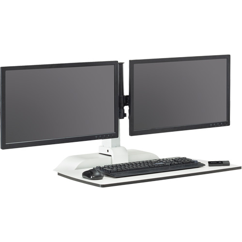Soar Sit/Stand Electric Desk with Dual Monitor Arm, Desktop Unit, 37-1/4" H x 27-3/4" W x 22" D, White Helyx Safety & Industrial Supplies