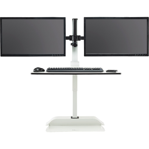 Soar Sit/Stand Electric Desk with Dual Monitor Arm, Desktop Unit, 37-1/4" H x 27-3/4" W x 22" D, White Helyx Safety & Industrial Supplies
