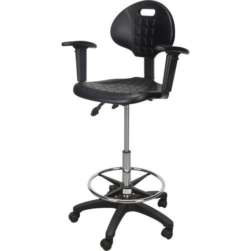 Heavy-Duty Ergonomic Stool with Adjustable Arm Rests & Nylon Stem Casters, Mobile, Adjustable Height, 250 lbs. Capacity Helyx Safety & Industrial Supplies