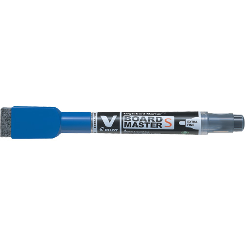 Marqueur effaçable &agrave; sec Vboard Master S avec efface, Bleu, Pointe Fin Helyx Safety & Industrial Supplies