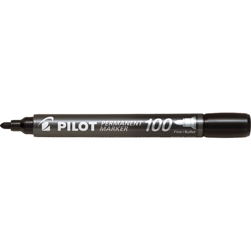 Marqueur permanent Pilot 100, Noir, Pointe Ronde Helyx Safety & Industrial Supplies