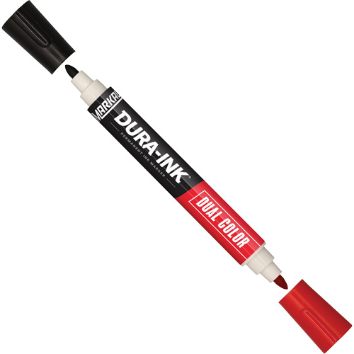 Marqueur &agrave; encre permanente et double couleur Markal Dura-Ink, Noir/Rouge, Pointe Ronde Helyx Safety & Industrial Supplies