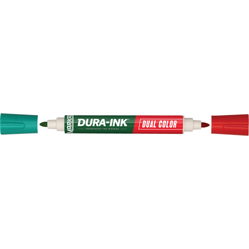 Marqueur &agrave; encre permanente et double couleur Markal Dura-Ink, Vert/Rouge, Pointe Ronde Helyx Safety & Industrial Supplies
