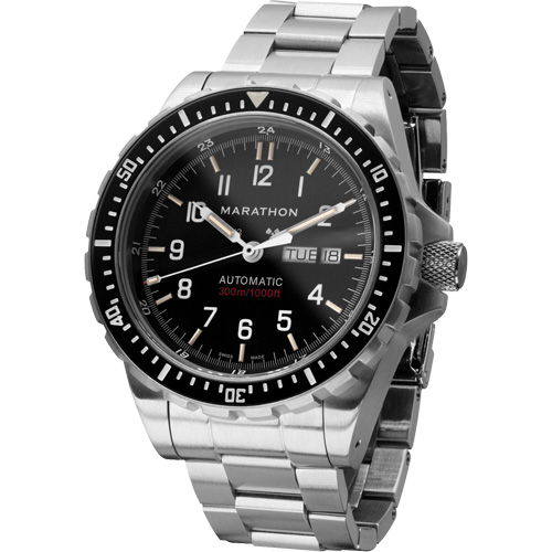 Jumbo Day/Date Automatic Watch with Stainless Steel Bracelet, Digital, Battery Operated, 46 mm, Silver Helyx Safety & Industrial Supplies