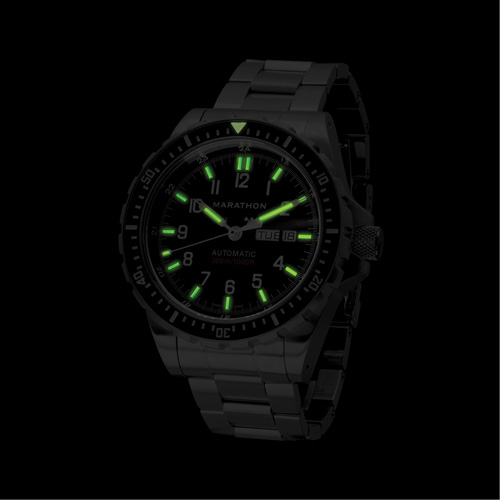 Jumbo Day/Date Automatic Watch with Stainless Steel Bracelet, Digital, Battery Operated, 46 mm, Silver Helyx Safety & Industrial Supplies