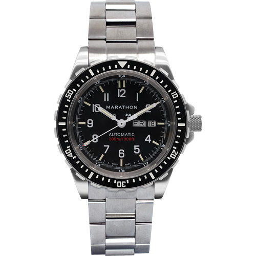Jumbo Day/Date Automatic Watch with Stainless Steel Bracelet, Digital, Battery Operated, 46 mm, Silver Helyx Safety & Industrial Supplies
