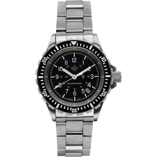 Grey Maple Large Diver's Automatic Watch with Stainless Steel Bracelet, Digital, Battery Operated, 41 mm, Silver Helyx Safety & Industrial Supplies