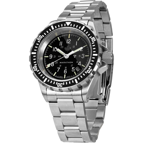 Grey Maple Large Diver's Automatic Watch with Stainless Steel Bracelet, Digital, Battery Operated, 41 mm, Silver Helyx Safety & Industrial Supplies