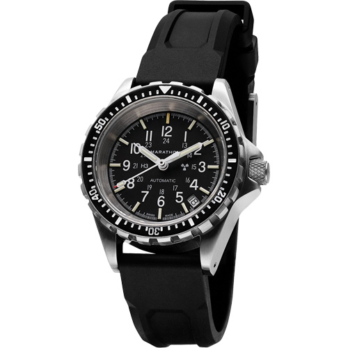 Steel Navigator with Date on Black 3-Piece Rubber Strap Kit, Digital, Battery Operated, 36 mm, Black Helyx Safety & Industrial Supplies