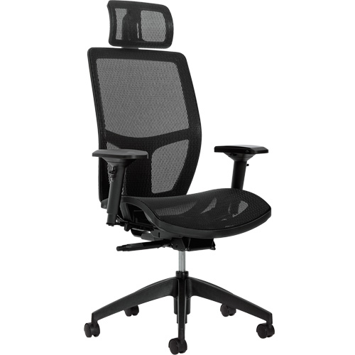 Format+ High-Back Weight-Sensing Synchro-Tilter with Headrest, Mesh, Black, 300 lbs. Capacity Helyx Safety & Industrial Supplies