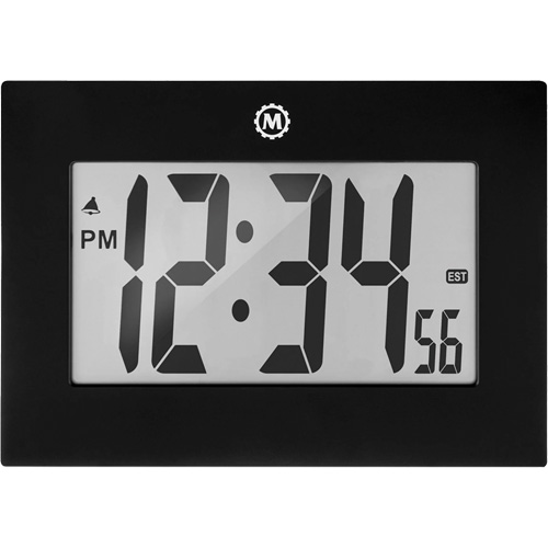 Large Frame Clock, Digital, Battery Operated, 9" W x 1" D x 6.5" H, Black Helyx Safety & Industrial Supplies