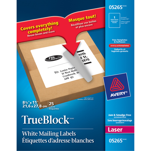 TrueBlock Laser Shipping Labels, 11" W x 8.5" L, White Helyx Safety & Industrial Supplies