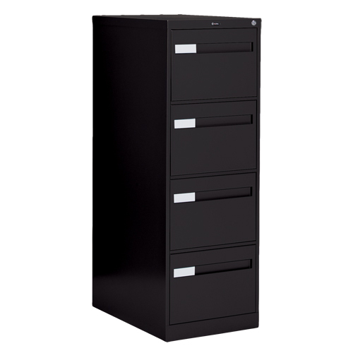 Classeur vertical &agrave; poign&eacute;es encastr&eacute;es, 4 tiroirs, 18.15" la x 26.56" p x 52" h, Noir Helyx Safety & Industrial Supplies