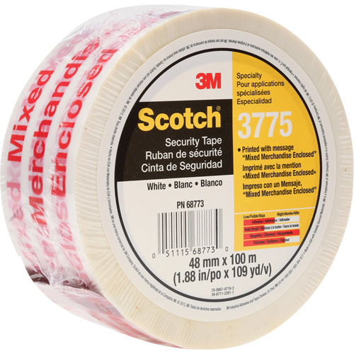 Scotch&reg; 3775 Box Sealing Tape with Message, Hot Melt Adhesive, 2 mils, 48 mm (1-22/25") x 100 m (328') Helyx Safety & Industrial Supplies