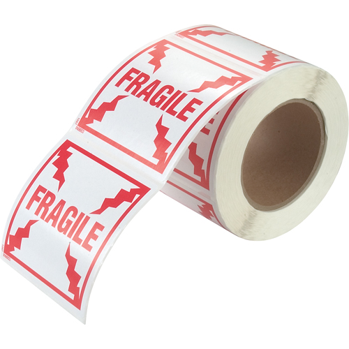 &eacute;tiquettes pour traitement sp&eacute;cial Fragile, 4" lo x 4" la, Rouge/blanc Helyx Safety & Industrial Supplies