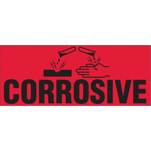 "Corrosive" Special Handling Labels, 5" L x 2" W, Black on Red Helyx Safety & Industrial Supplies