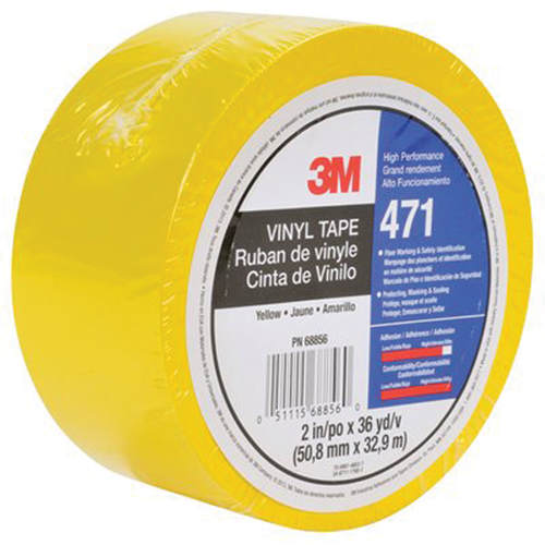 Ruban en vinyle 471, 50,8 mm (2") la x 32,9 m (108') lo, 5,3 mils, Jaune Helyx Safety & Industrial Supplies